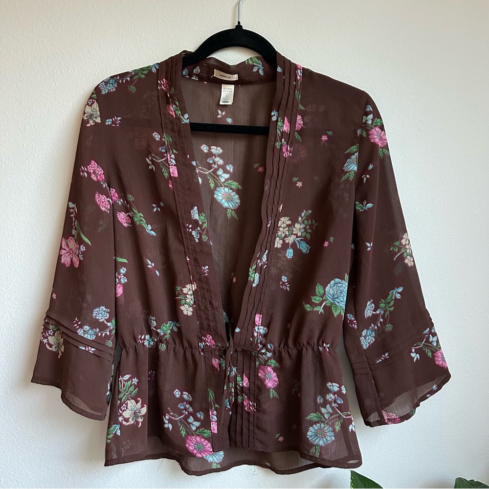 Old Navy Chocolate Floral Blouse